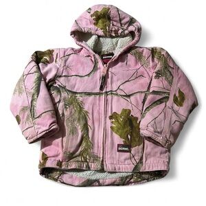 Berne Realtree Pink Camo Sherpa Lined Workwear Jacket Girls Size XS